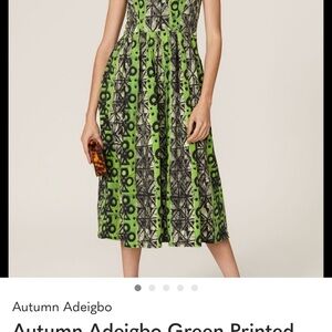 Autumn Adeigbo Vibrant Green and Black Midi Dress Size 12
40’ length